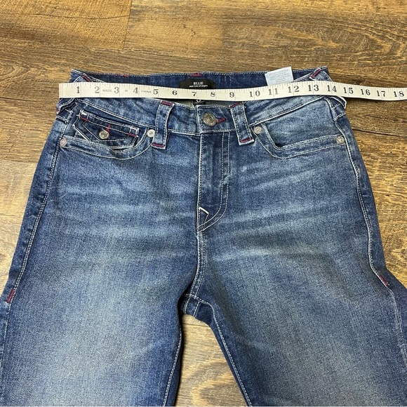 True Religion Billie Mid Rise Straight Jeans Pink Stitch Pockets Women’s 28x33 - Picture 4 of 11